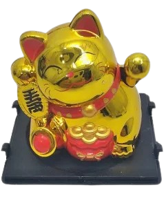 ENFEITE GATO DA SORTE SOLAR DOURADO