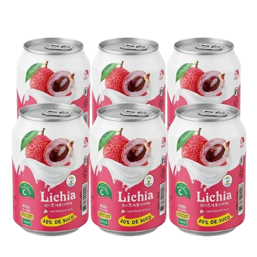 SUCO DE LICHIA COM PEDACOS 240ML - FARDO COM 6 UNIDADES