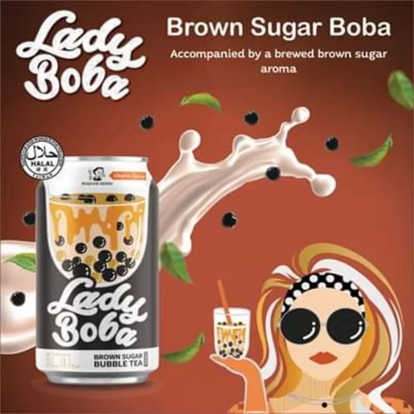 Chá Verde com Leite e Sagu Açúcar Mascavo Brown Sugar Bubble Tea Lady Boba Madam Hong 315ml - Imagem 2